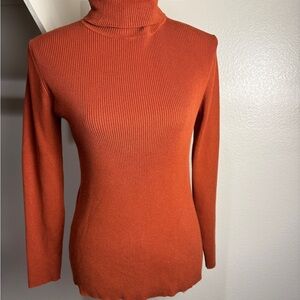 Coldwater Creek Women's Ribbed Turtleneck Sweater - Burnt Orange
